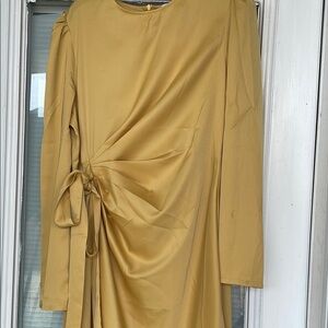 Elegant Yellow Long Sleeve maxi arabic dress
